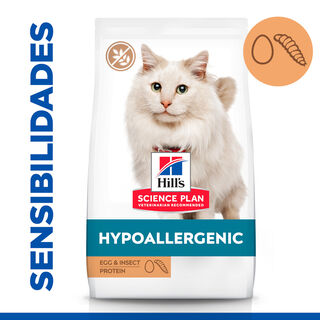 Hill’s Science Plan Adult Hypoallergenic Ovo e Insetos ração para gatos 